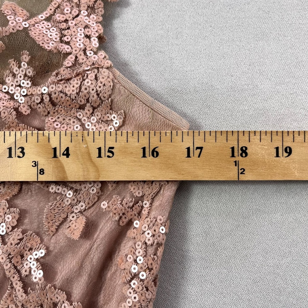 Tadashi Shoji Dress 6 Antique Pink Sheath Paillette Embroidered Lace Cocktail - Picture 10 of 12